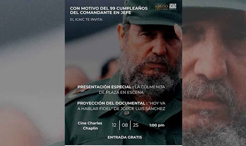 Icaic celebra cumpleaños de líder cubano Fidel Castro desde el cine