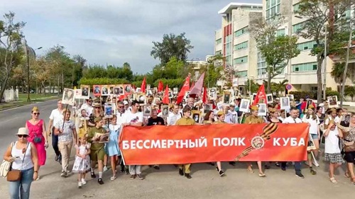 Realizan en Cuba Marcha del Regimiento Inmortal de Rusia